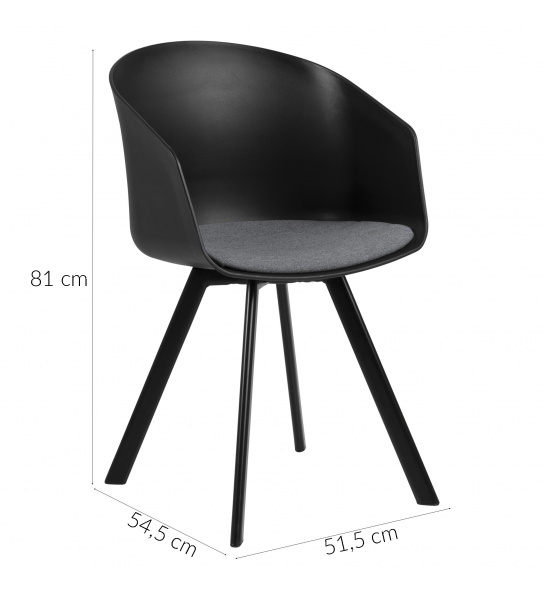 Krzesło do jadalni Moon czarne/szare scandi