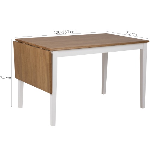 Stół rozkładany Brisbane II 120-160x75 cm biały/dąb klasyczny