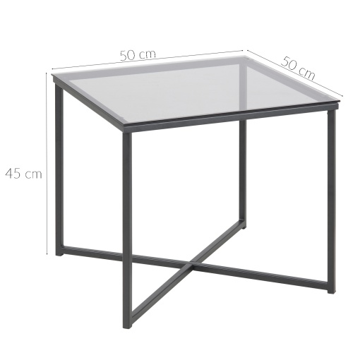 Szklany stolik kawowy Cross 45 cm transparentny dymiony