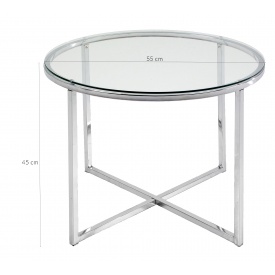 Szklany stolik kawowy Cross II 55 cm transparentny