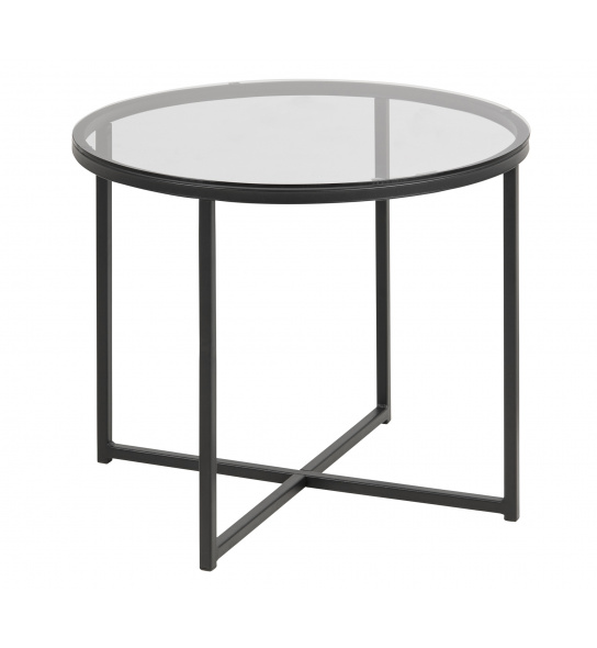 Szklany stolik kawowy Cross II 55 cm przezroczysty czarny