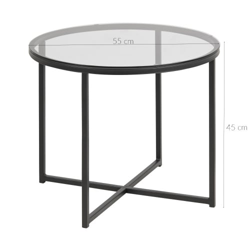 Szklany stolik kawowy Cross II 55 cm przezroczysty czarny