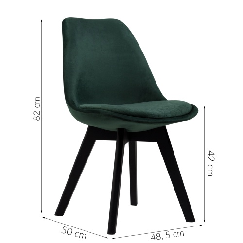 Zestaw 4 krzeseł Esme zielony welur