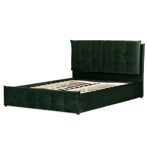 Łóżko z pojemnikiem Puna 160x200 ciemnozielone welur