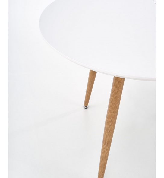 Stół rozkładany Warde 120-200x75 cm okrągły biały/dąb san remo