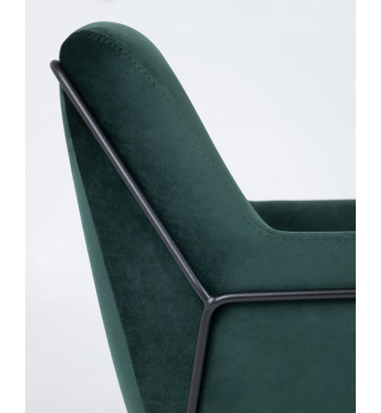 Fotel do salonu Haris nowoczesny zielony/czarny welur
