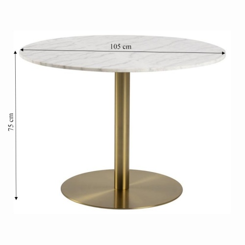 Stół do jadalni Corby 105 cm marmur/złoty