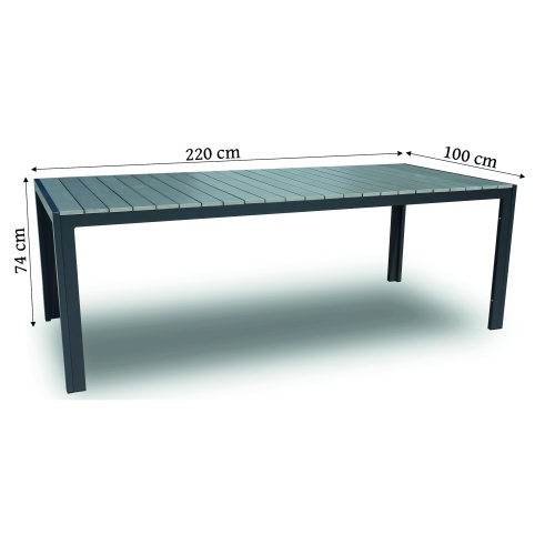Stół ogrodowy Jery II 220x100 cm szary aluminium