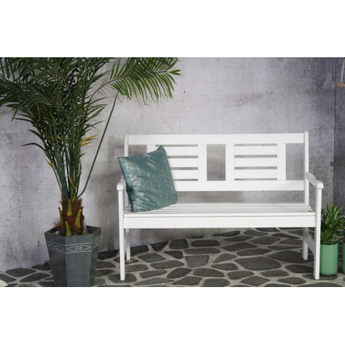 2-osobowa ławka ogrodowa Luppo 120 cm biała drewniana