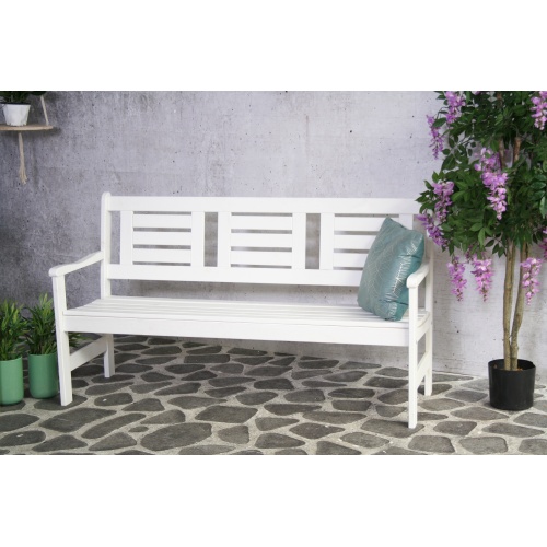 3-osobowa ławka ogrodowa Luppo 155 cm biała drewniana