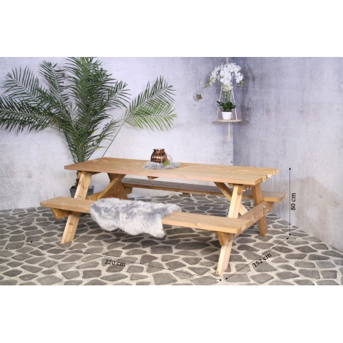 Drewniany stół piknikowy z ławkami Visotto 220x152x80 cm