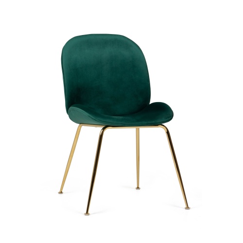 Krzesło do salonu Fibi butelkowa zieleń/złote nóżki