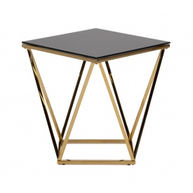 Szklany stolik kawowy Brigitte 50 cm złoty glamour