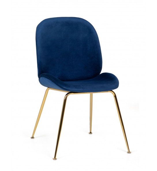 Krzesło do salonu Fibi niebieskie/złote nóżki