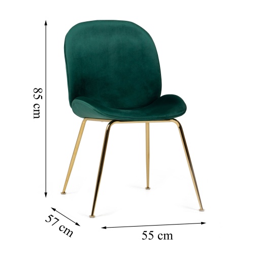 Krzesło do salonu Fibi butelkowa zieleń/złote nóżki