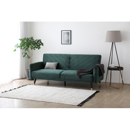 Sofa rozkładana Temmelig zielona welur