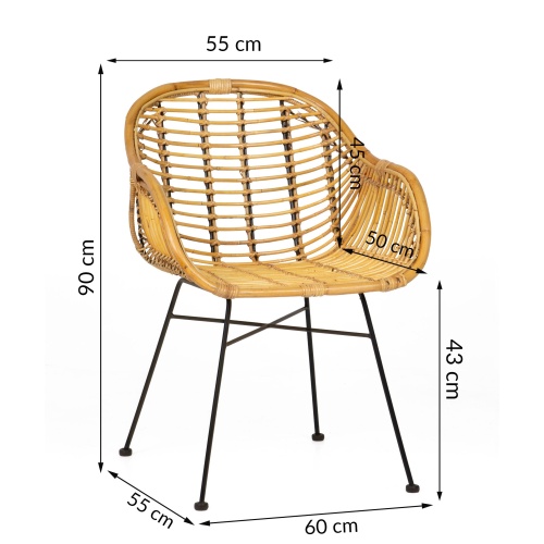 Fotel/krzesło rattanowe Kubu rattan naturalny handmade boho