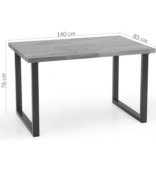 Drewniany stół kuchenny Radus 140x85 cm lite drewno dębowe/stal