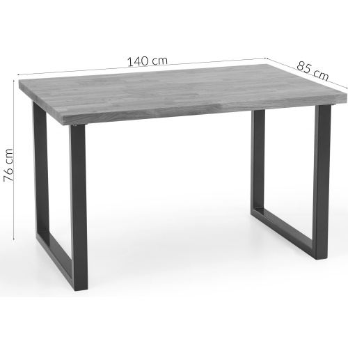 Drewniany stół kuchenny Radus 140x85 cm lite drewno dębowe/stal