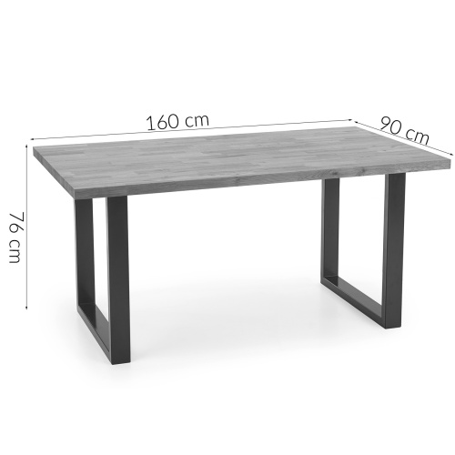 Drewniany stół kuchenny Radus 160x90 cm lite drewno dębowe/stal