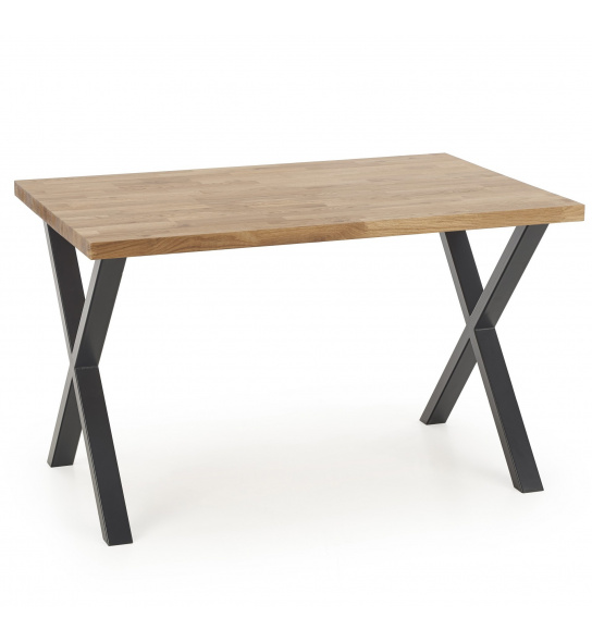 Drewniany stół na krzyżakach Apex 140x85 cm lite drewno dębowe/stal