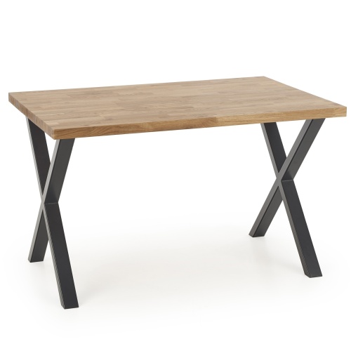 Drewniany stół na krzyżakach Apex 140x85 cm lite drewno dębowe/stal