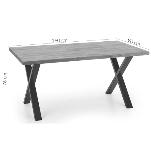 Drewniany stół na krzyżakach Apex 160x90 cm lite drewno dębowe/stal