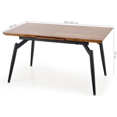 Stół rozkładany do jadalni Cambell 140-180x80 cm dąb industrialny