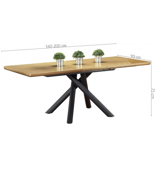 Stół rozkładany do jadalni Derrick 160-200x90 cm dąb industrialny