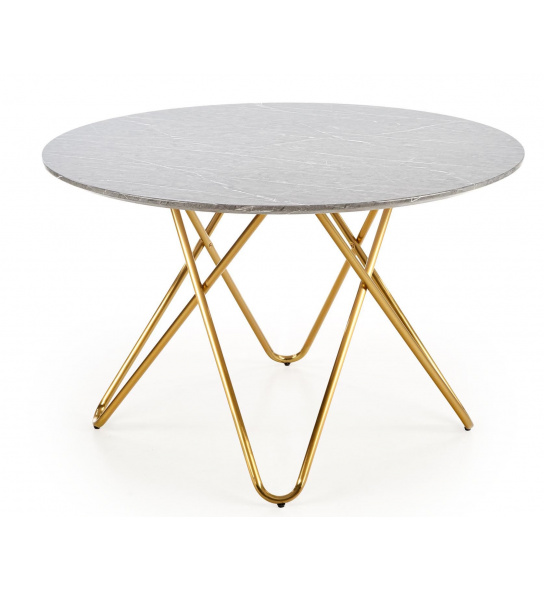 Okrągły stół Bonello 120 cm efekt marmuru złoty stelaż glamour