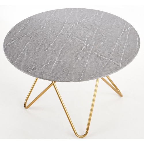 Okrągły stół Bonello 120 cm efekt marmuru złoty stelaż glamour