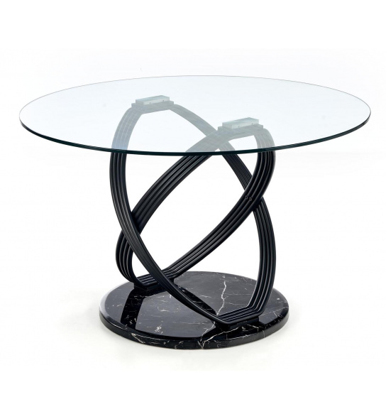 Okrągły szklany stół do jadalni Optico 122 cm czarny