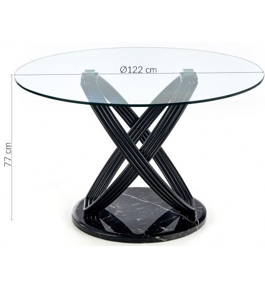 Okrągły szklany stół do jadalni Optico 122 cm czarny