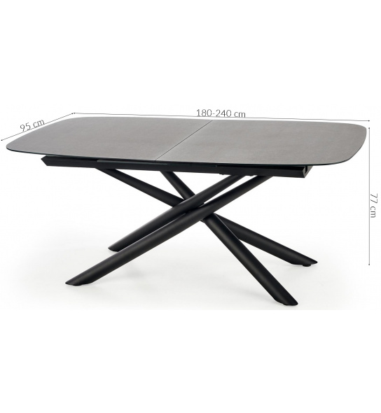 Rozkładany stół ze szkła Capello 180-240x95 cm beton popielaty