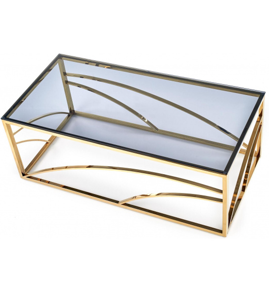 Szklany stolik kawowy Universe 120 cm złoty dymione szkło glamour