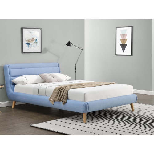 Łóżko z zagłówkiem Elanda 140x200 błękitne skandynawskie
