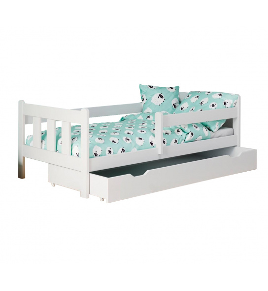 Łóżko dziecięce z szufladą Marinella 160x80 cm drewniane białe sosna
