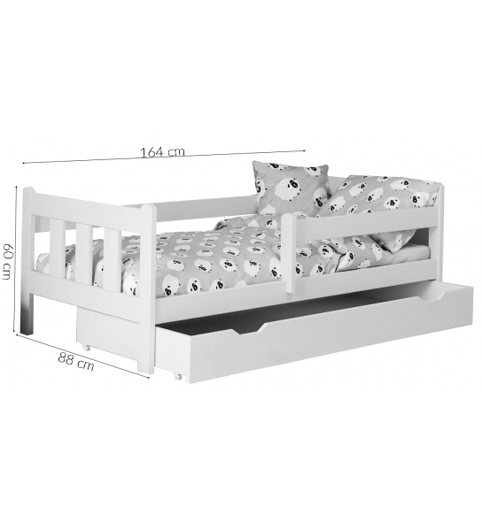 Łóżko dziecięce z szufladą Marinella 160x80 cm drewniane białe sosna