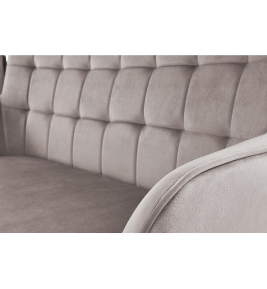 Sofa z podłokietnikami Castel XL welur popielata czarne nóżki pikowana