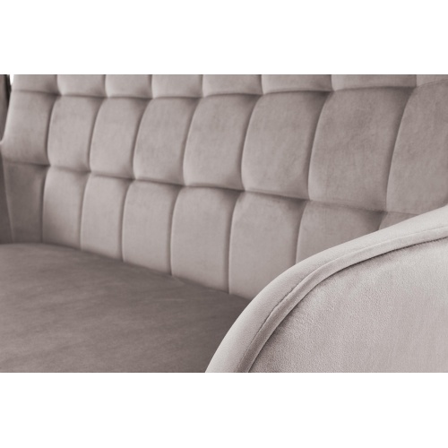 Sofa z podłokietnikami Castel XL welur popielata czarne nóżki pikowana