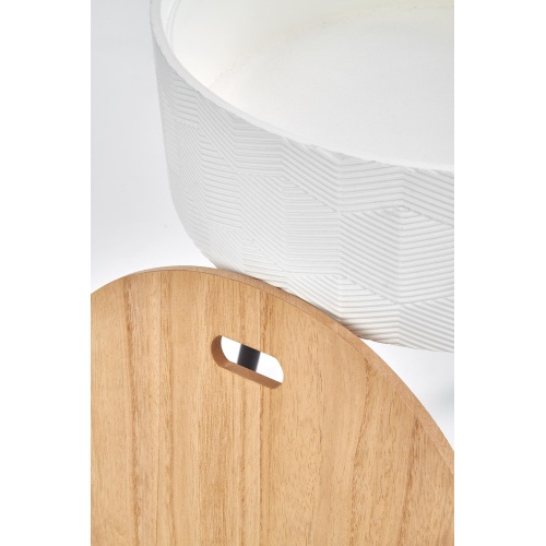 Okrągły stolik kawowy ze schowkiem Aura 38 cm biały scandi