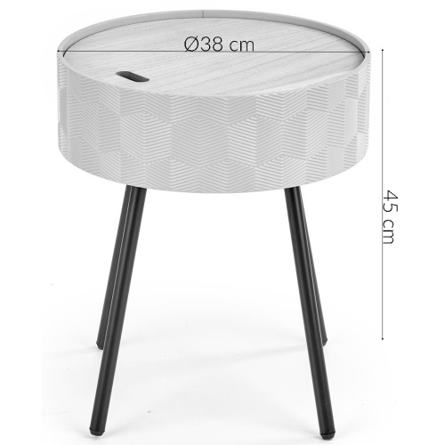 Okrągły stolik kawowy ze schowkiem Aura 38 cm biały scandi
