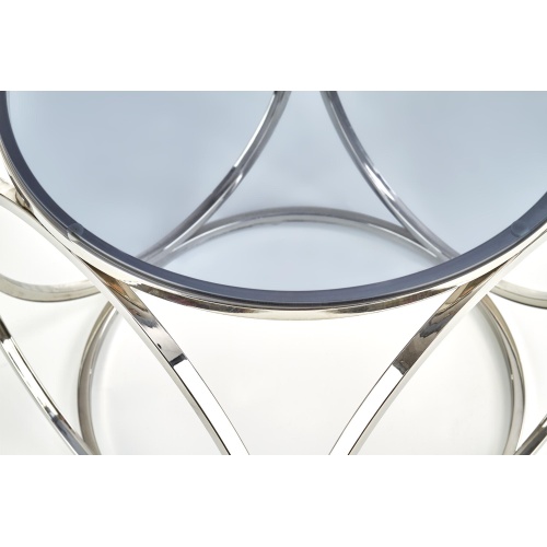 Szklana ława kawowa Venus S 50 cm srebrny dymione szkło glamour