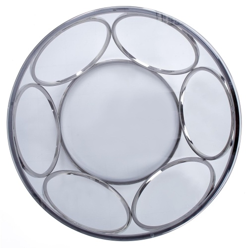 Szklana ława kawowa Venus 80 cm srebrna dymione szkło glamour