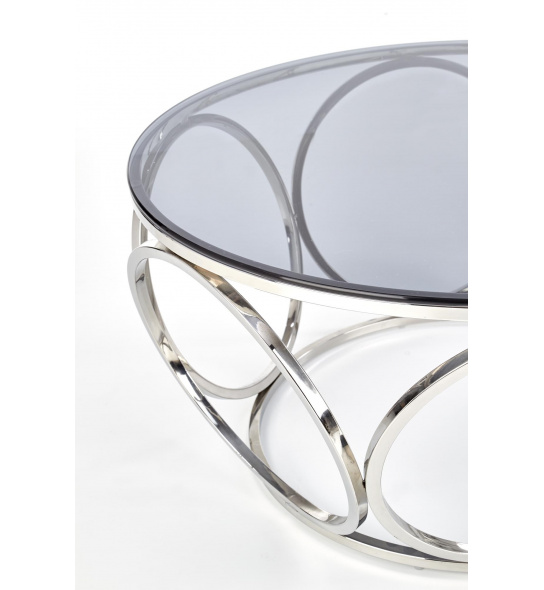Szklana ława kawowa Venus 80 cm srebrna dymione szkło glamour