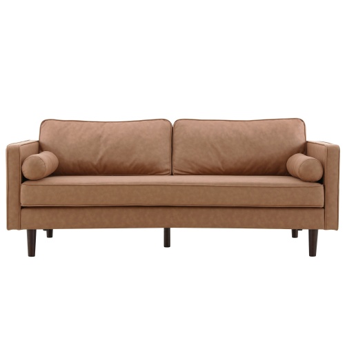 Sofa do salonu Inigo dla trzech osób brązowa/orzech nowoczesna