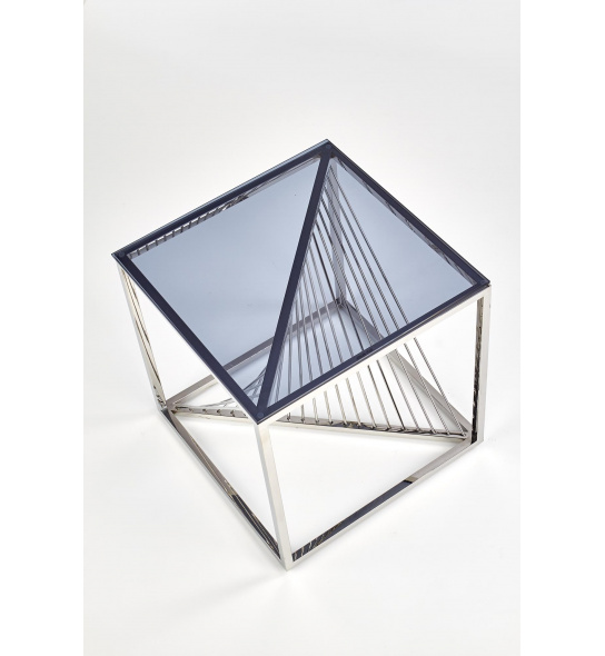 Szklany stolik kawowy Infinity 55 cm dymione szkło/chrom