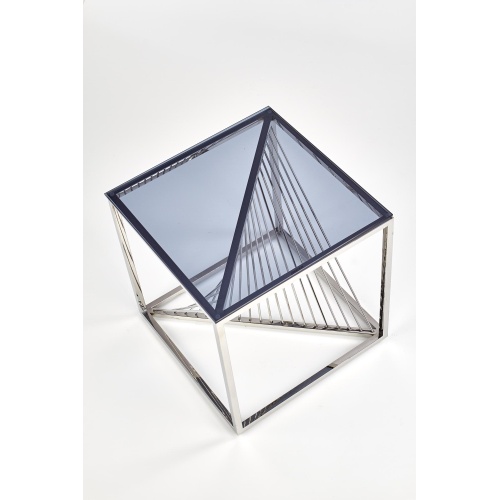 Szklany stolik kawowy Infinity 55 cm dymione szkło/chrom
