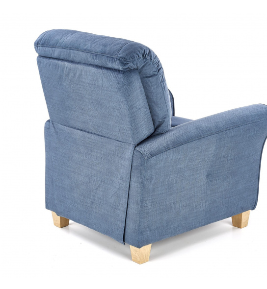 Drewniany fotel wypoczynkowy Bard 102 cm niebieski