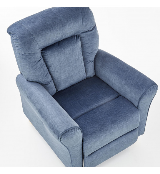 Drewniany fotel wypoczynkowy Bard 102 cm niebieski